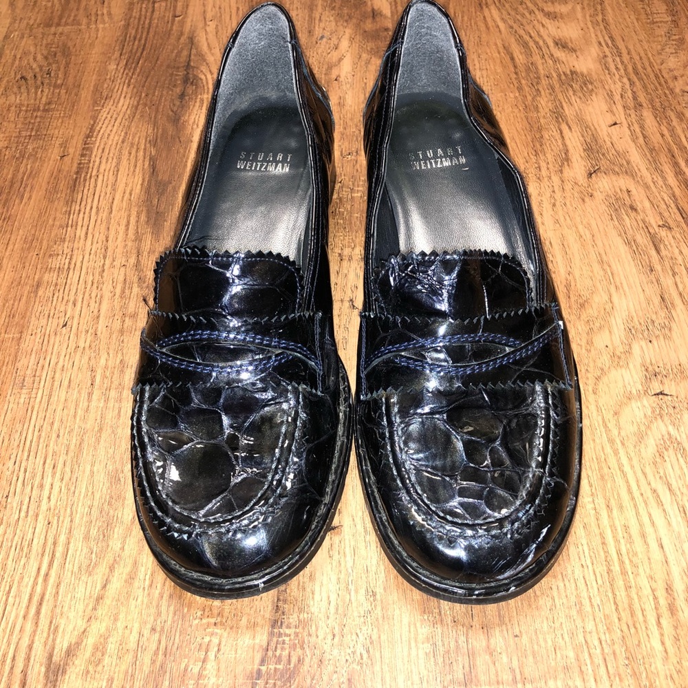 Stuart Weitzman Patent Leather Croc Print Loafers - Picture 3 of 8